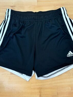 Adidas Kids Black Athletic Shorts with White Stripe Detail Size S (8-10)